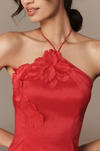 Hutch 3D Floral Halter Mini Dress