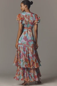 Hutch Samara Ruffle Midi Wrap Dress