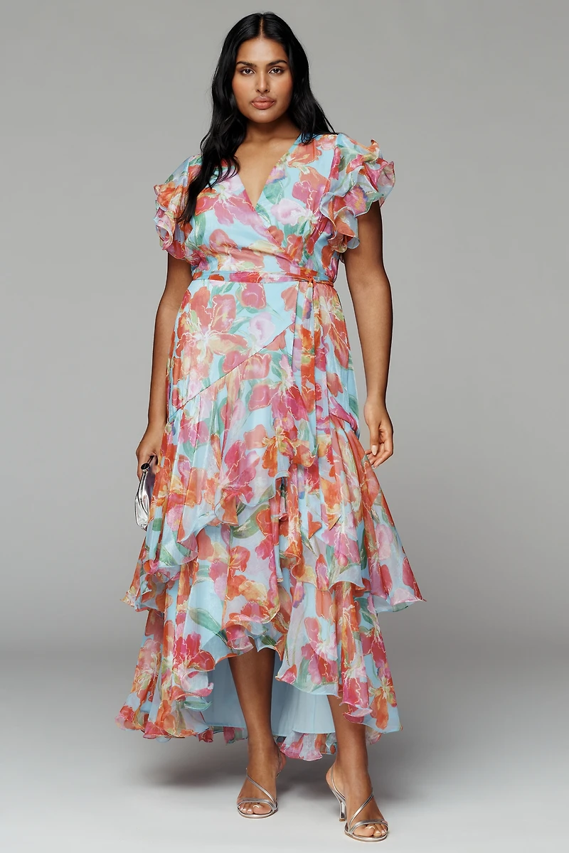 Hutch Samara Ruffle Midi Wrap Dress