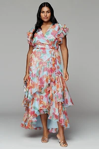 Hutch Samara Ruffle Midi Wrap Dress