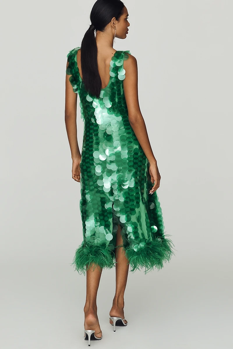 Hutch Scoop-Neck Sequin Midi Dress