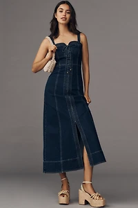 KIVARI Joelle Sweetheart Denim Midi Dress