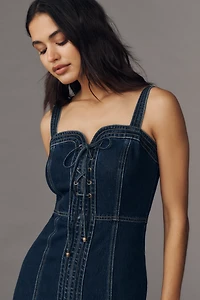 KIVARI Joelle Sweetheart Denim Midi Dress