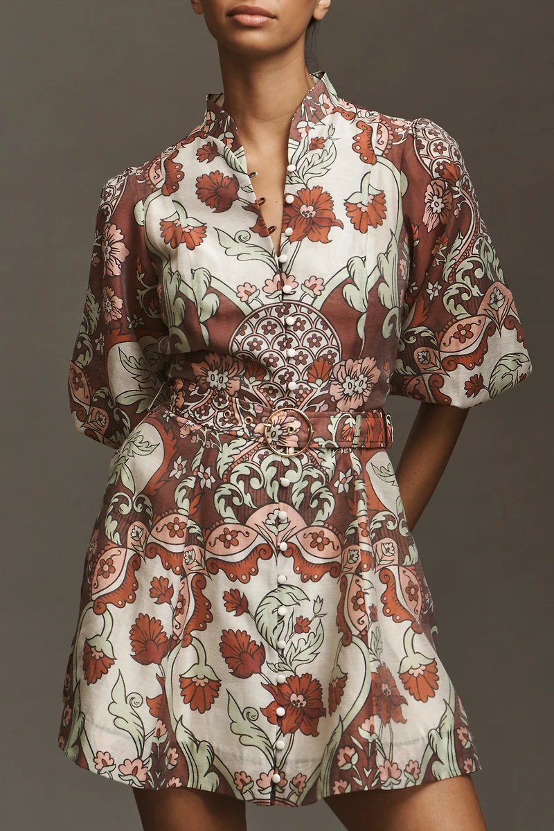 Mestiza Valencia Linen Blend Fit & Flare Mini Dress