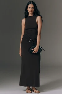 By Anthropologie Ruched Sleeveless Knit Maxi Dress