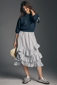 Maeve Twofer Ruffle Sweatshirt Dress