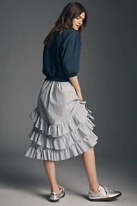 Maeve Twofer Ruffle Sweatshirt Dress