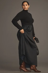 The Thea Long-Sleeve Twofer Maxi Dress