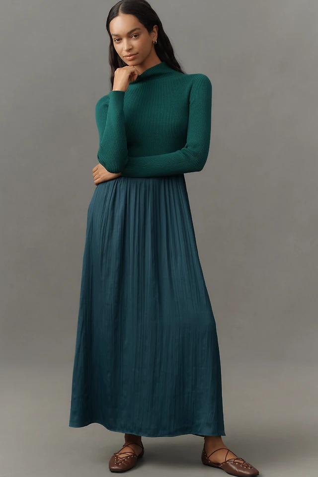 the thea long-sleeve twofer maxi dress The Thea Long-Sleeve Twofer Maxi Dress | Turtleneck Dress