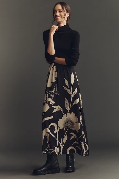 The Thea Long-Sleeve Twofer Maxi Dress