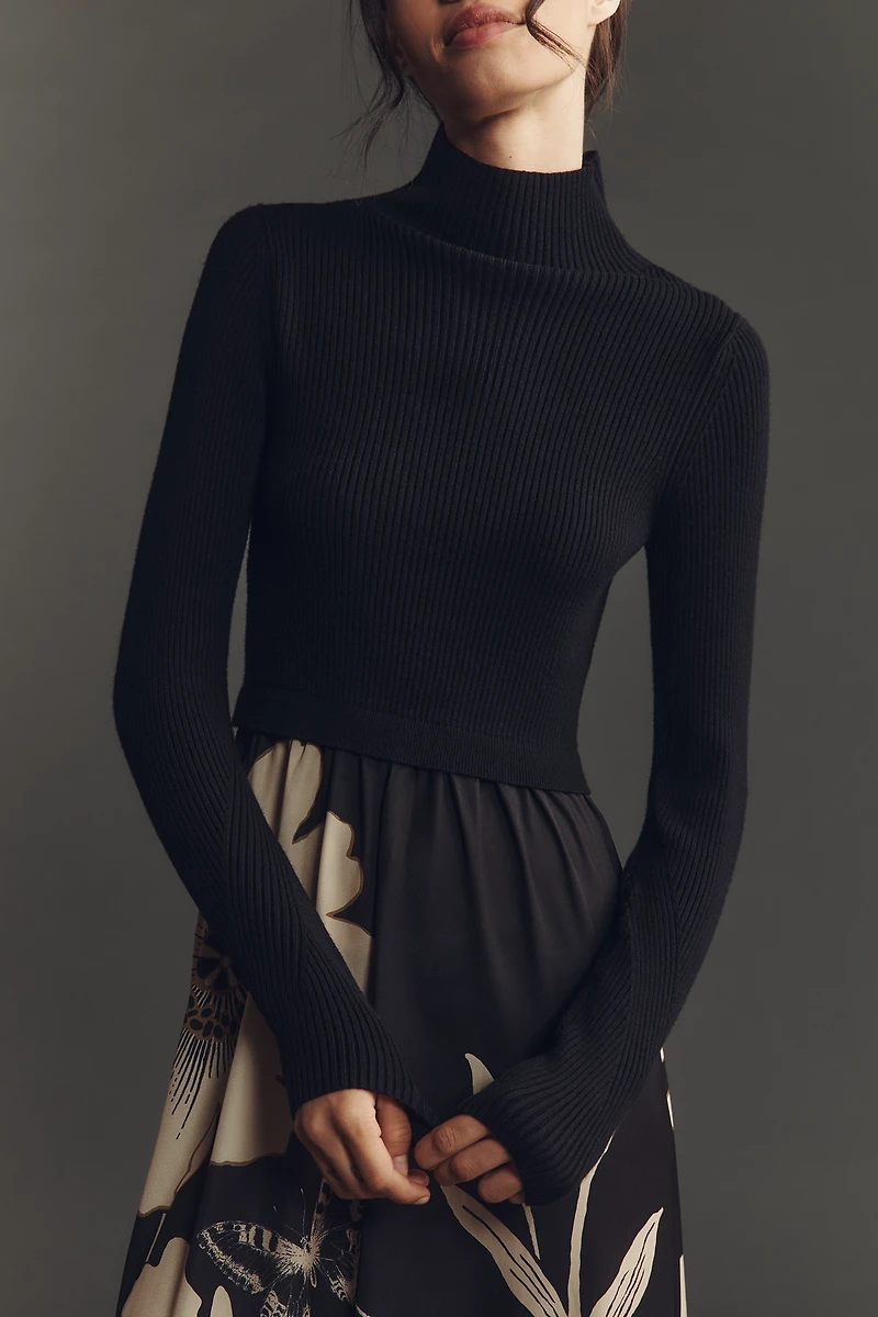 The Thea Long-Sleeve Twofer Maxi Dress