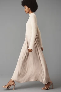 The Thea Long-Sleeve Eyelash Twofer Sweater Dress