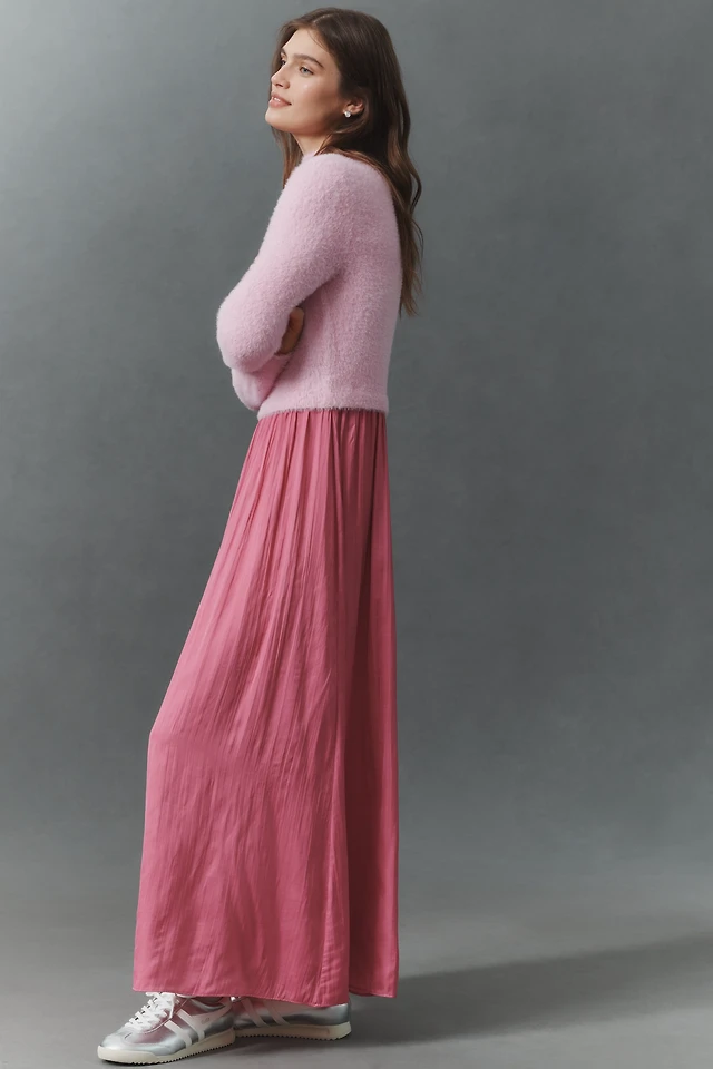 By Anthropologie The Thea Long-Sleeve Eyelash Twofer Sweater Dress |  Hawthorn Mall