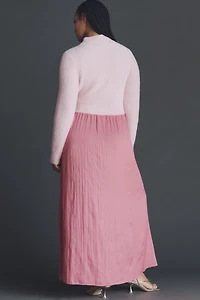 The Thea Long-Sleeve Eyelash Twofer Sweater Dress