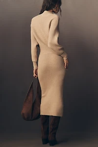 By Anthropologie Long-Sleeve Slim Sweater Midi Dress
