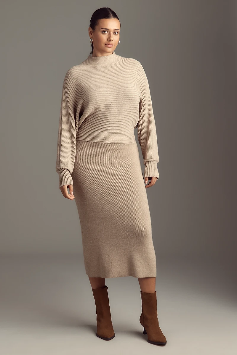 By Anthropologie Long-Sleeve Slim Sweater Midi Dress