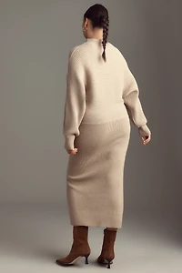 By Anthropologie Long-Sleeve Slim Sweater Midi Dress