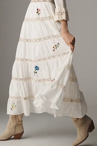 RIXO Regine Floral Embroidered Tiered Maxi Dress