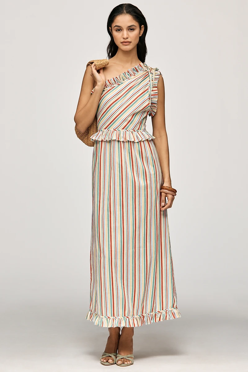 RIXO Arabelle One-Shoulder  Midi Dress