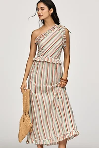 RIXO Arabelle One-Shoulder  Midi Dress