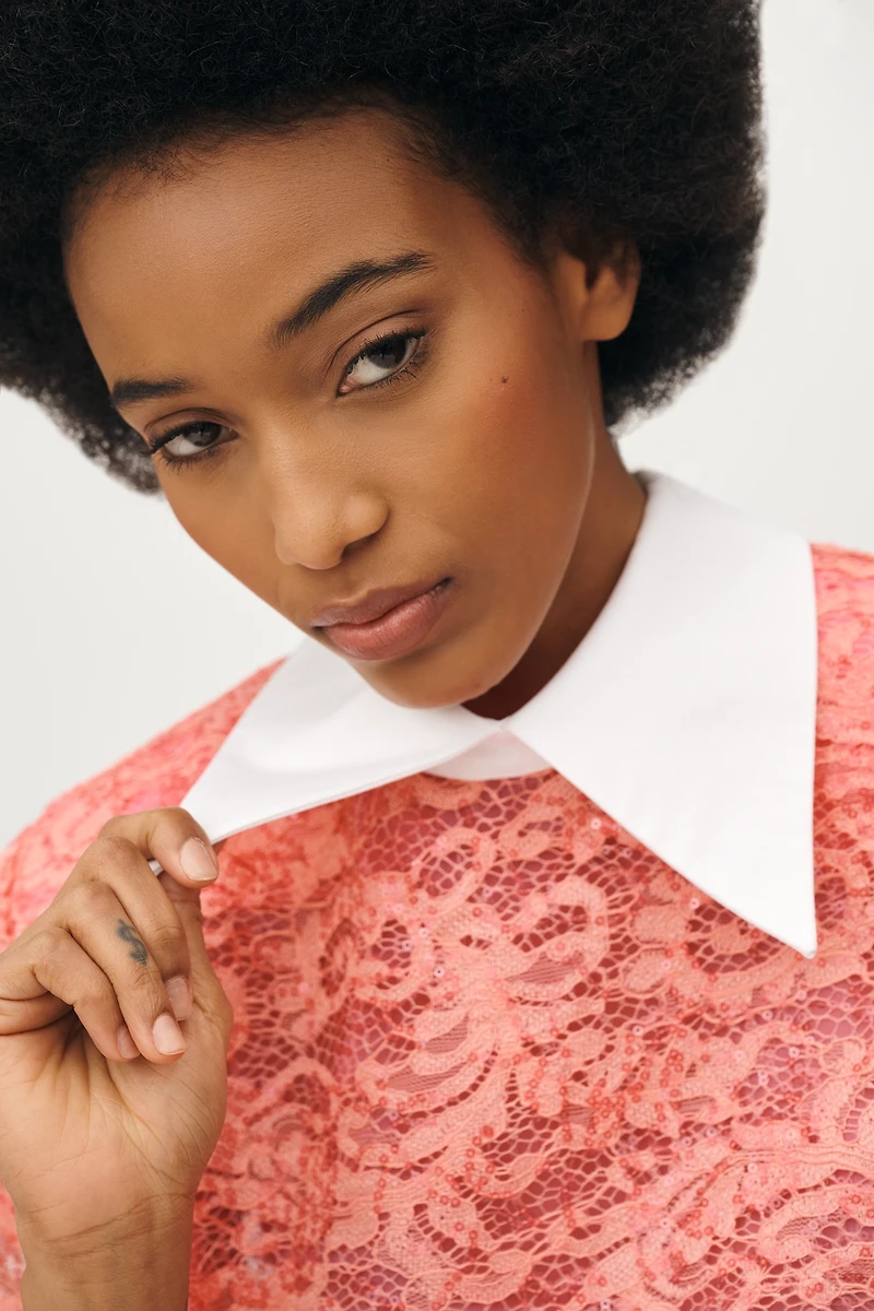 Stella Nova Sequined Lace Shirt Dress