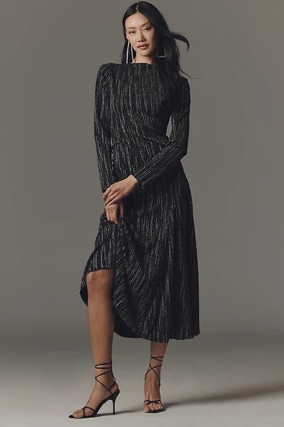 Stella Nova Lurex Long-Sleeve Midi Dress