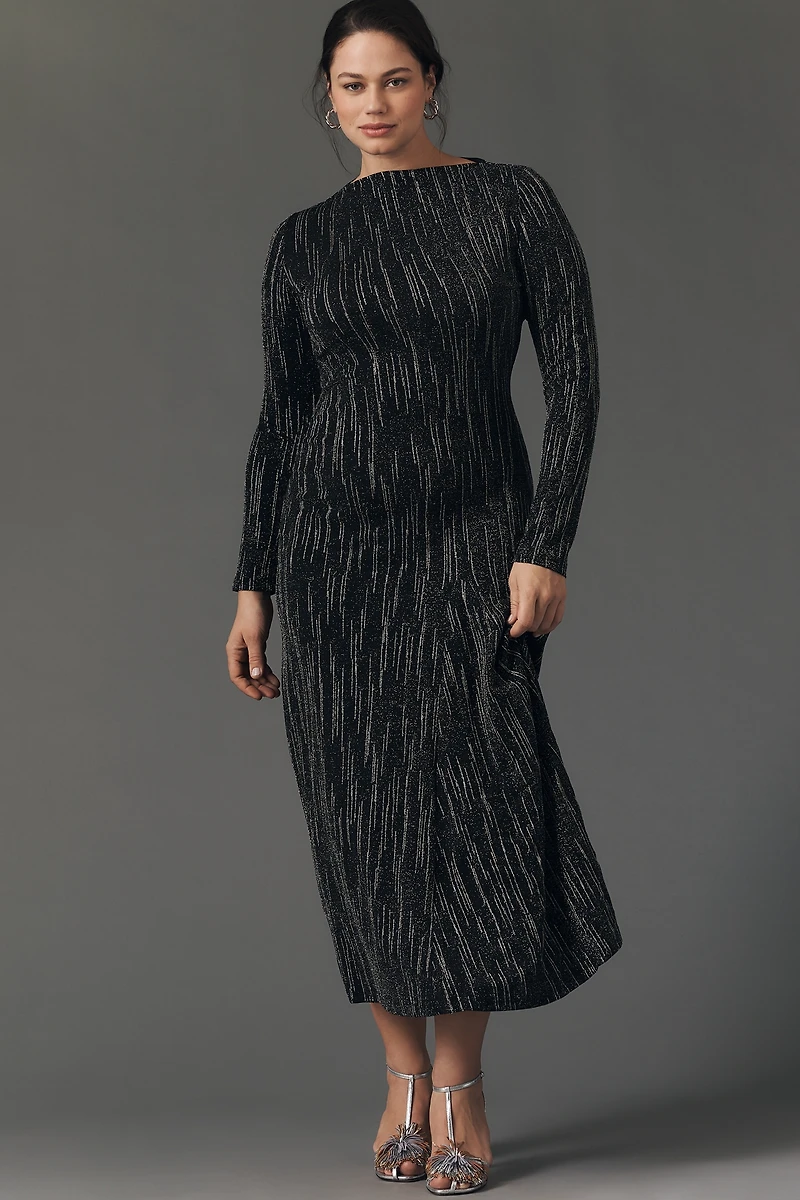 Stella Nova Lurex Long-Sleeve Midi Dress