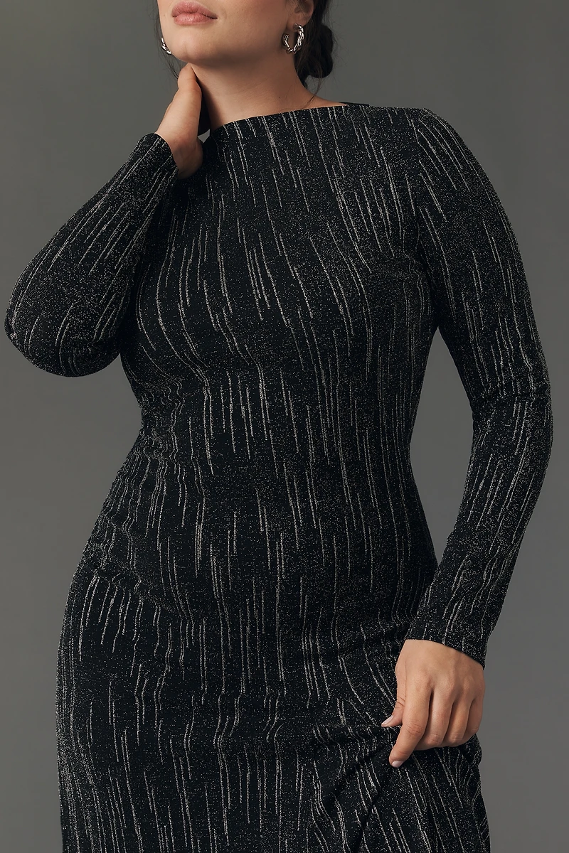 Stella Nova Lurex Long-Sleeve Midi Dress