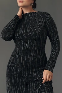 Stella Nova Lurex Long-Sleeve Midi Dress