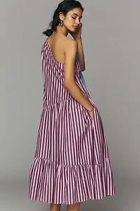 Stella Nova 100% Cotton One-Shoulder Bow Midi Dress