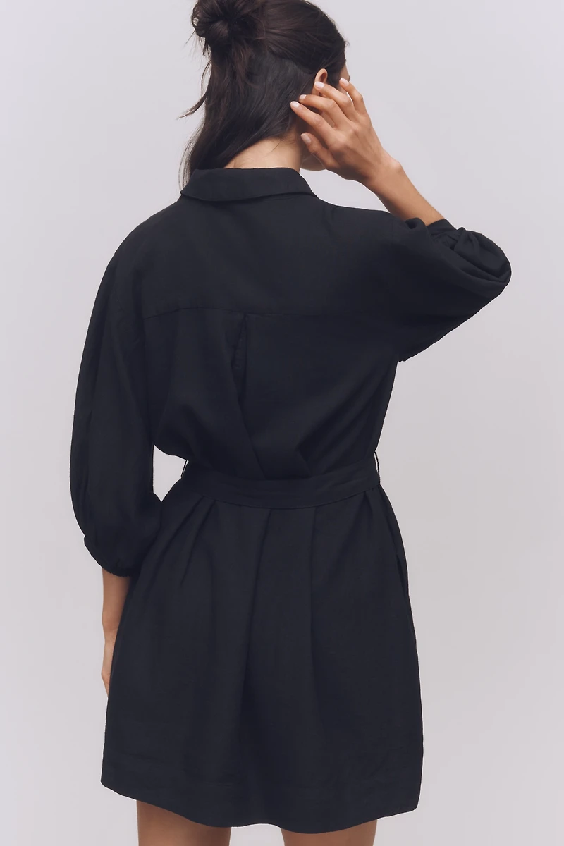 The Mona Linen Mini Shirt Dress by Maeve