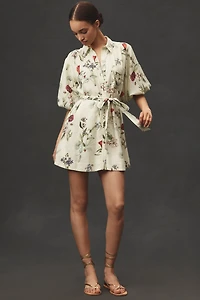 The Mona Linen Mini Shirt Dress by Maeve