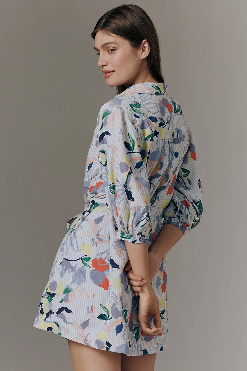 The Mona Linen Mini Shirt Dress by Maeve