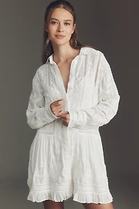 By Anthropologie Embroidered Mini Shirt Dress