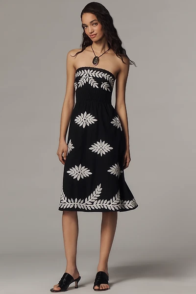 By Anthropologie Strapless Smocked Midi Dress