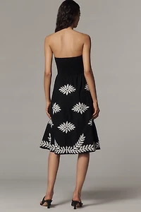 By Anthropologie Strapless Smocked Midi Dress