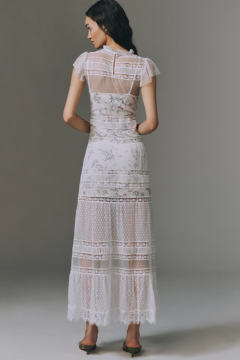 By Anthropologie Lace Twofer Maxi Dress