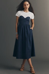 Maeve Bustier Twofer Midi Dress