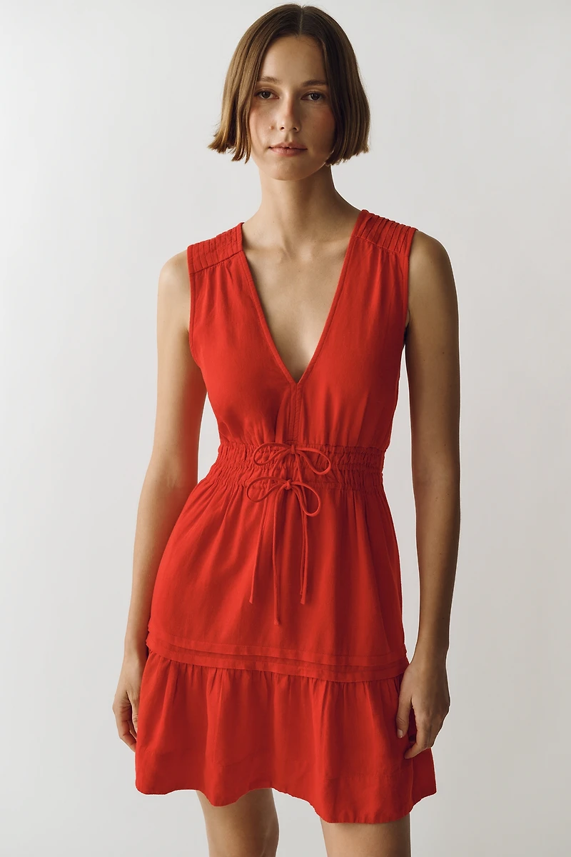 By Anthropologie Somerset Linen Blend Sleeveless Mini Dress