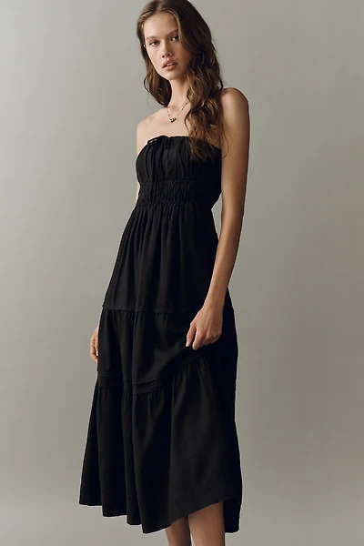 Somerset Linen Blend Strapless Midi Dress