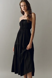 Somerset Linen Blend Strapless Midi Dress