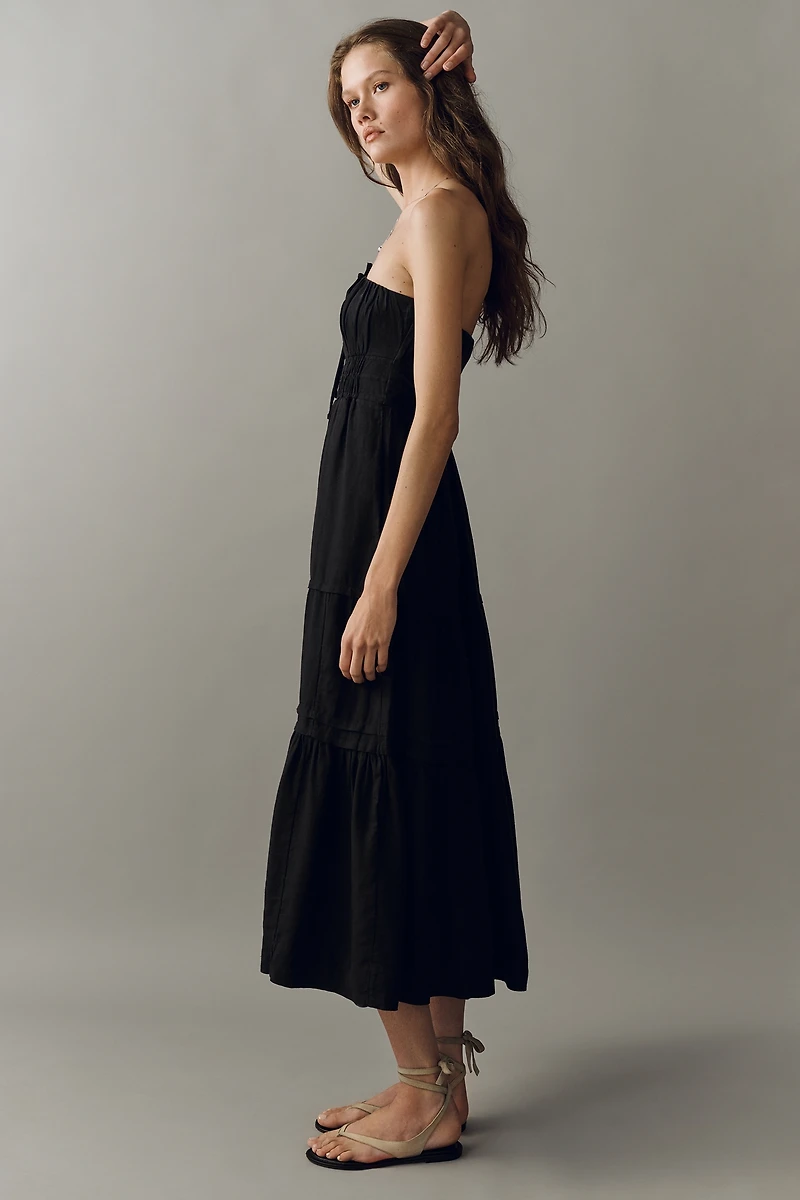 Somerset Linen Blend Strapless Midi Dress