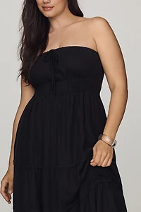 By Anthropologie Somerset Linen Blend Strapless Midi Dress