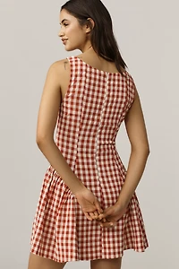 For Love & Lemons Pleated Gingham Mini Dress