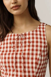 For Love & Lemons Pleated Gingham Mini Dress