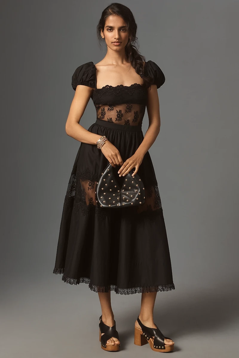 For Love & Lemons Liya Lace Midi Dress