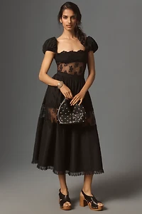 For Love & Lemons Liya Lace Midi Dress