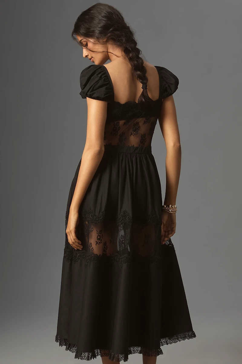 For Love & Lemons Liya Lace Midi Dress