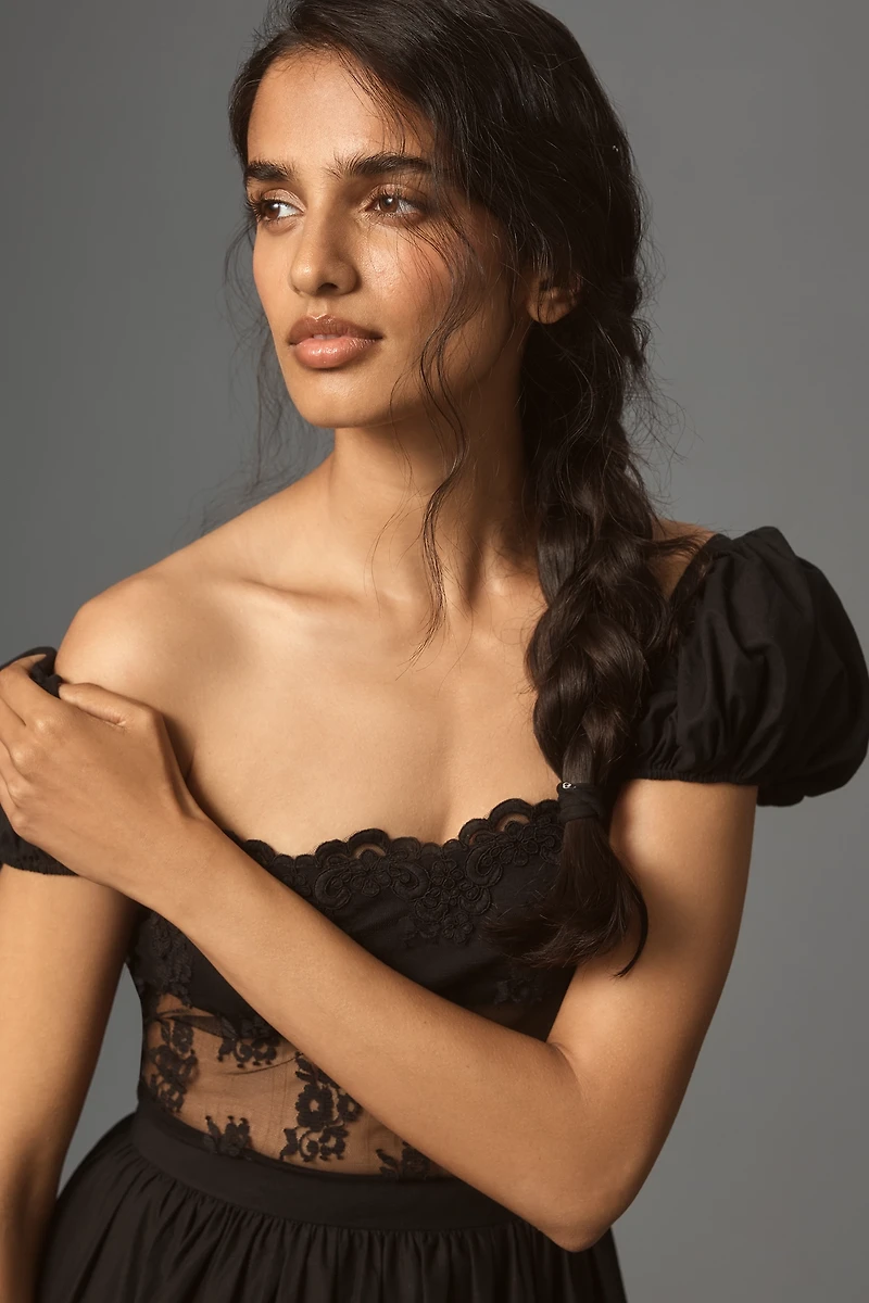 For Love & Lemons Liya Lace Midi Dress