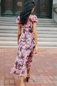 For Love & Lemons Adelie Puff-Sleeve Midi Dress